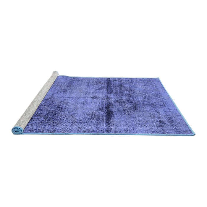 Sideview of Machine Washable Persian Blue Traditional Rug, wshtr3278blu