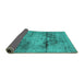 Sideview of Persian Turquoise Traditional Rug, tr3278turq