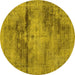 Round Persian Yellow Traditional Rug, tr3278yw