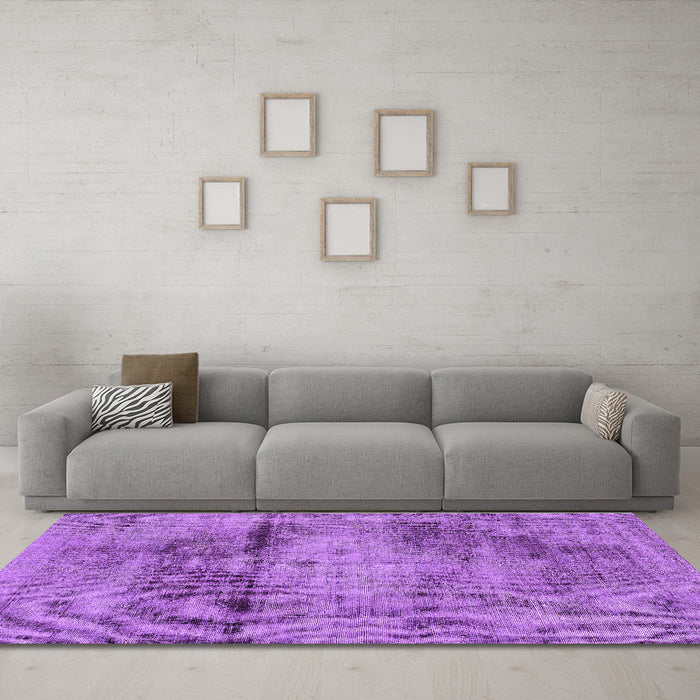 Machine Washable Persian Purple Traditional Area Rugs in a Living Room, wshtr3278pur
