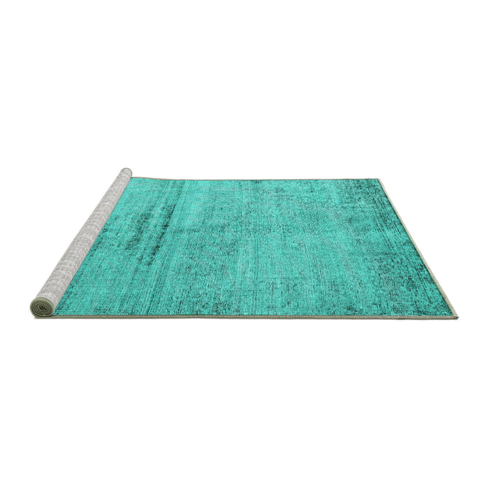 Sideview of Machine Washable Persian Turquoise Traditional Area Rugs, wshtr3279turq