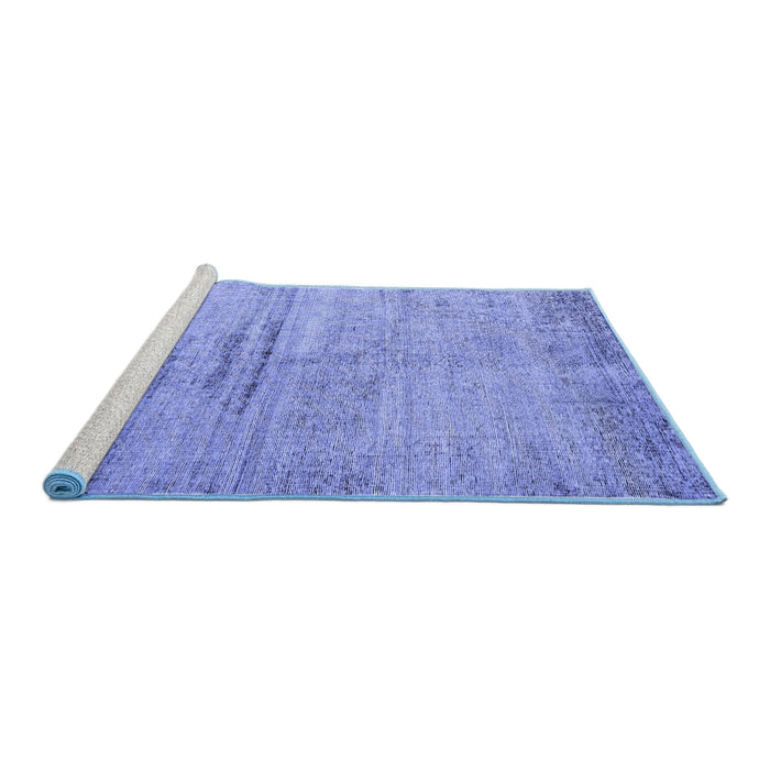 Sideview of Machine Washable Persian Blue Traditional Rug, wshtr3279blu
