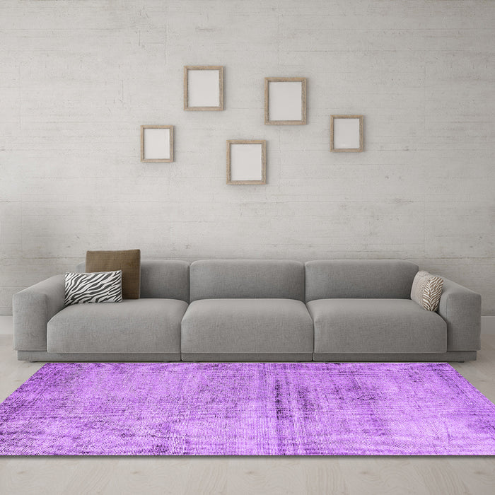 Machine Washable Persian Purple Traditional Area Rugs in a Living Room, wshtr3279pur