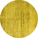 Round Persian Yellow Traditional Rug, tr3279yw