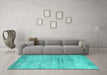 Machine Washable Persian Turquoise Traditional Area Rugs in a Living Room,, wshtr3279turq