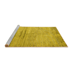 Sideview of Machine Washable Persian Yellow Traditional Rug, wshtr3279yw