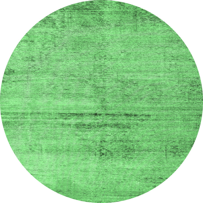 Round Machine Washable Persian Emerald Green Traditional Area Rugs, wshtr3279emgrn