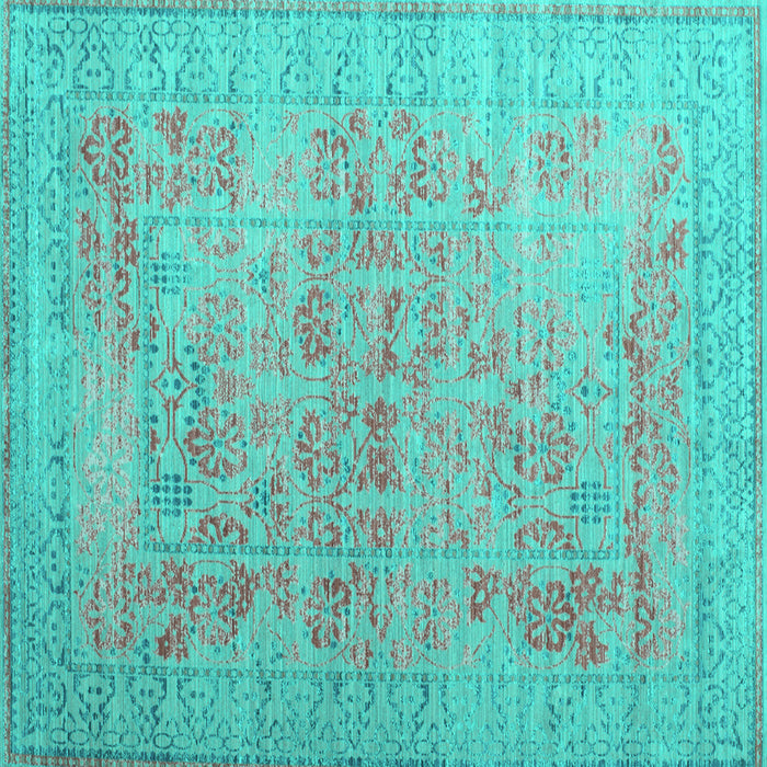 Square Machine Washable Persian Turquoise Traditional Area Rugs, wshtr327turq