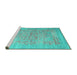 Sideview of Machine Washable Persian Turquoise Traditional Area Rugs, wshtr327turq