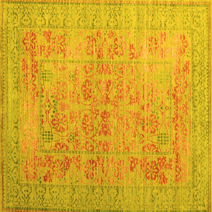 Square Machine Washable Persian Yellow Traditional Rug, wshtr327yw