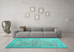Machine Washable Persian Turquoise Traditional Area Rugs in a Living Room,, wshtr327turq