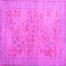 Square Machine Washable Persian Pink Traditional Rug, wshtr327pnk