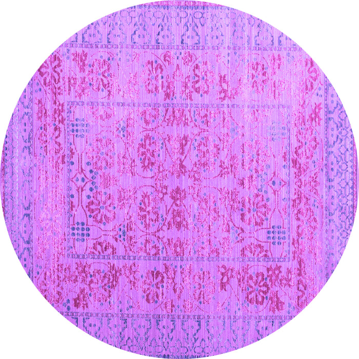 Round Machine Washable Persian Purple Traditional Area Rugs, wshtr327pur