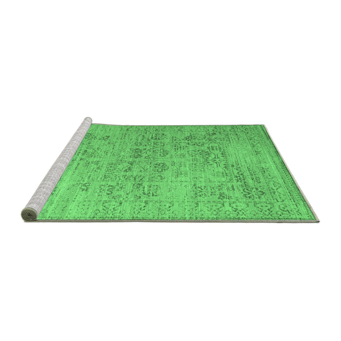 Sideview of Machine Washable Persian Emerald Green Traditional Area Rugs, wshtr327emgrn