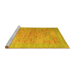 Sideview of Machine Washable Persian Yellow Traditional Rug, wshtr327yw