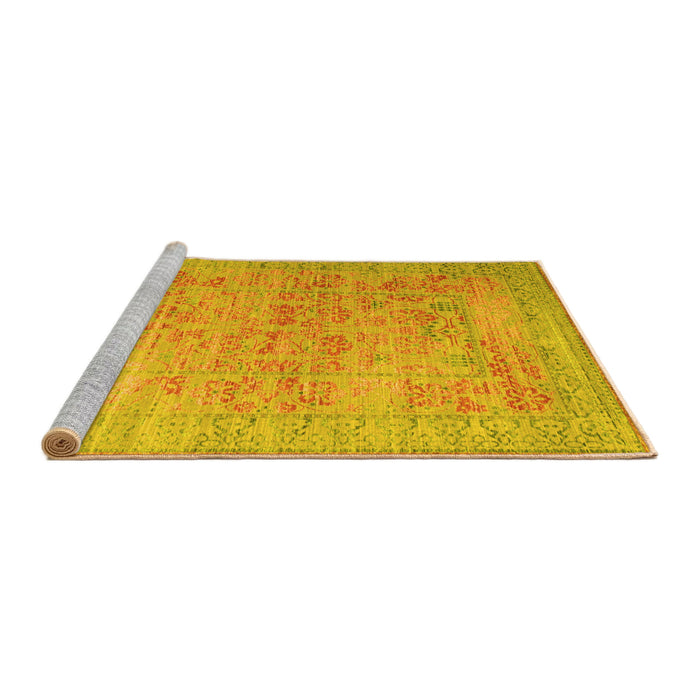 Sideview of Machine Washable Persian Yellow Traditional Rug, wshtr327yw