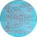 Round Persian Light Blue Traditional Rug, tr327lblu