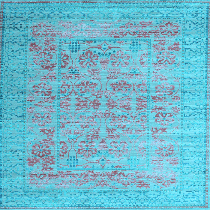 Square Machine Washable Persian Light Blue Traditional Rug, wshtr327lblu