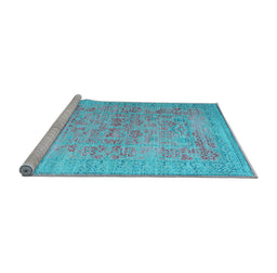 Sideview of Machine Washable Persian Light Blue Traditional Rug, wshtr327lblu