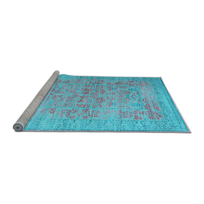 Sideview of Machine Washable Persian Light Blue Traditional Rug, wshtr327lblu