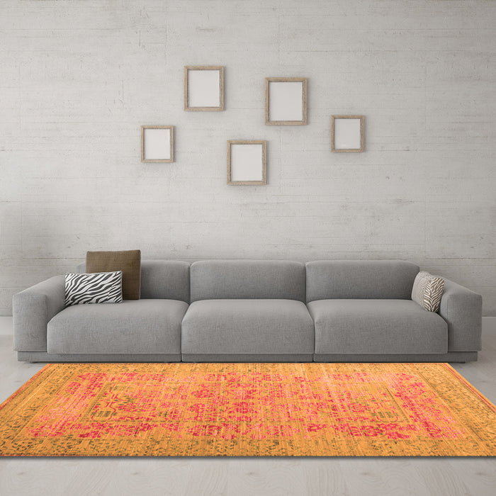 Machine Washable Persian Orange Traditional Area Rugs in a Living Room, wshtr327org