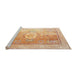 Sideview of Machine Washable Traditional Brown Gold Rug, wshtr328