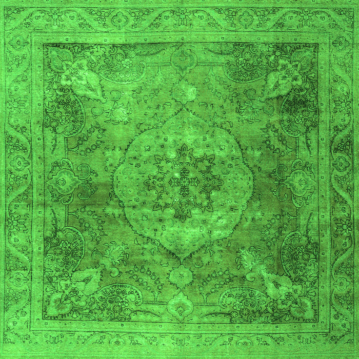 Round Machine Washable Persian Green Traditional Area Rugs, wshtr3280grn