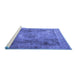 Sideview of Machine Washable Persian Blue Traditional Rug, wshtr3280blu