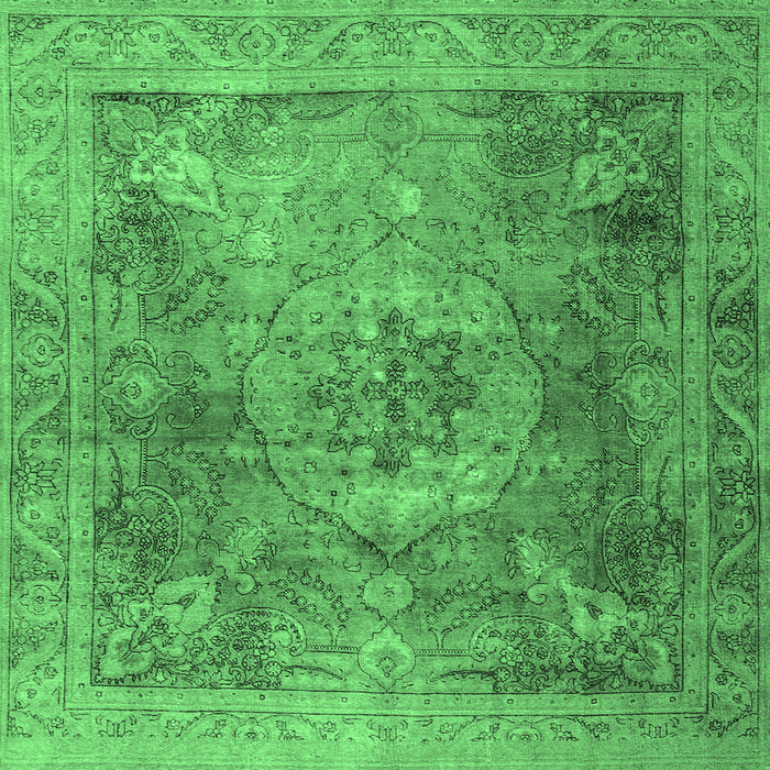 Square Persian Emerald Green Traditional Rug, tr3280emgrn