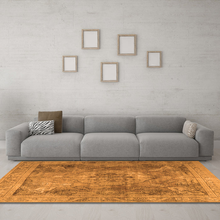 Machine Washable Persian Orange Traditional Area Rugs in a Living Room, wshtr3280org