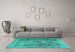 Machine Washable Persian Turquoise Traditional Area Rugs in a Living Room,, wshtr3280turq