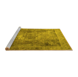 Sideview of Machine Washable Persian Yellow Traditional Rug, wshtr3280yw