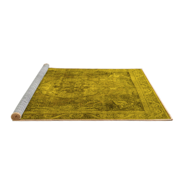 Sideview of Machine Washable Persian Yellow Traditional Rug, wshtr3280yw