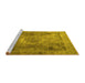 Sideview of Machine Washable Persian Yellow Traditional Rug, wshtr3280yw