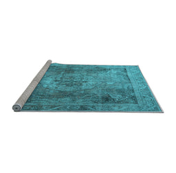 Sideview of Machine Washable Persian Light Blue Traditional Rug, wshtr3280lblu