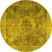 Round Persian Yellow Traditional Rug, tr3280yw