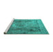 Sideview of Machine Washable Persian Turquoise Traditional Area Rugs, wshtr3280turq