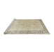 Sideview of Machine Washable Traditional Khaki Gold Rug, wshtr3281