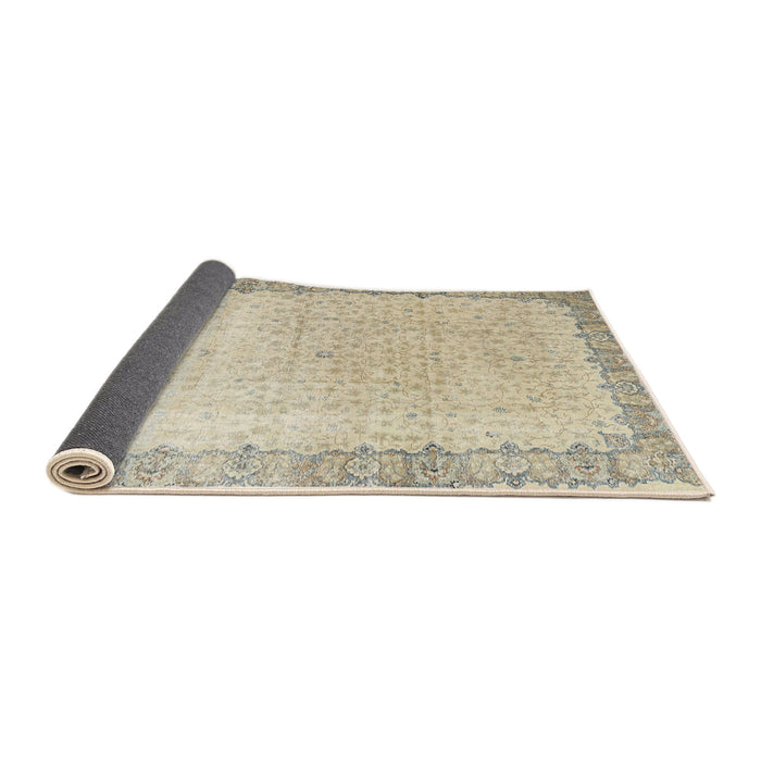 Sideview of Traditional Khaki Gold Persian Rug, tr3281