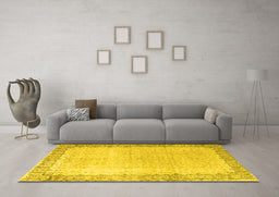 Machine Washable Persian Yellow Traditional Rug in a Living Room, wshtr3281yw