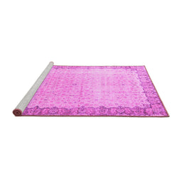 Sideview of Machine Washable Persian Pink Traditional Rug, wshtr3281pnk