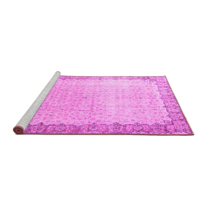 Sideview of Machine Washable Persian Pink Traditional Rug, wshtr3281pnk