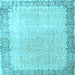 Square Machine Washable Persian Light Blue Traditional Rug, wshtr3281lblu