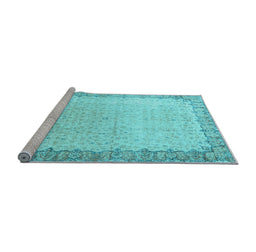Sideview of Machine Washable Persian Light Blue Traditional Rug, wshtr3281lblu