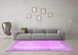 Machine Washable Persian Purple Traditional Area Rugs in a Living Room, wshtr3281pur