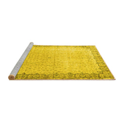 Sideview of Machine Washable Persian Yellow Traditional Rug, wshtr3281yw