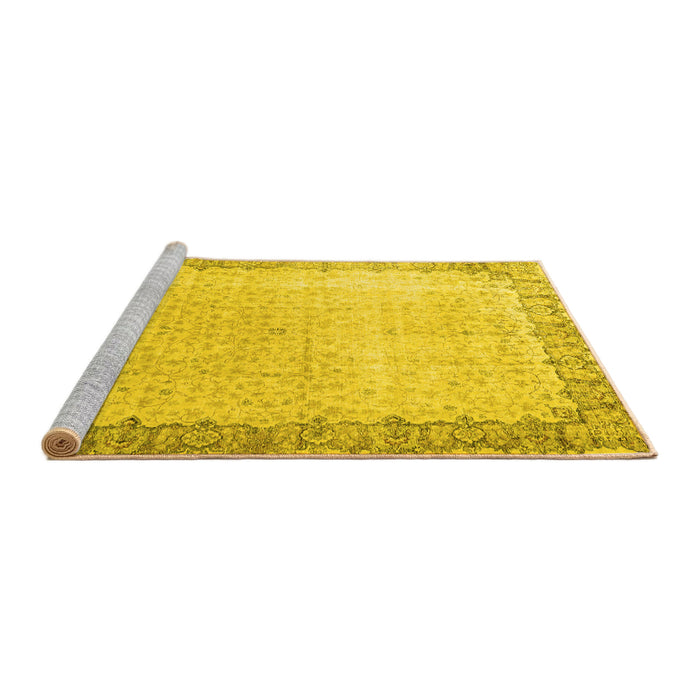 Sideview of Machine Washable Persian Yellow Traditional Rug, wshtr3281yw