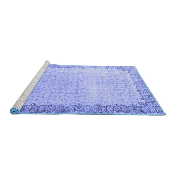 Sideview of Machine Washable Persian Blue Traditional Rug, wshtr3281blu