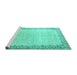 Sideview of Machine Washable Persian Turquoise Traditional Area Rugs, wshtr3281turq