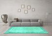 Machine Washable Persian Turquoise Traditional Area Rugs in a Living Room,, wshtr3281turq